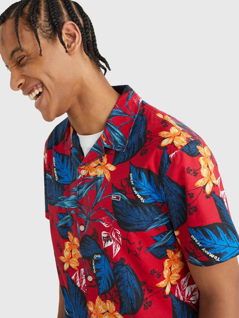 Férfi Tommy Hilfiger Floral print camp Ingek Piros Színes | HU 1042AHK